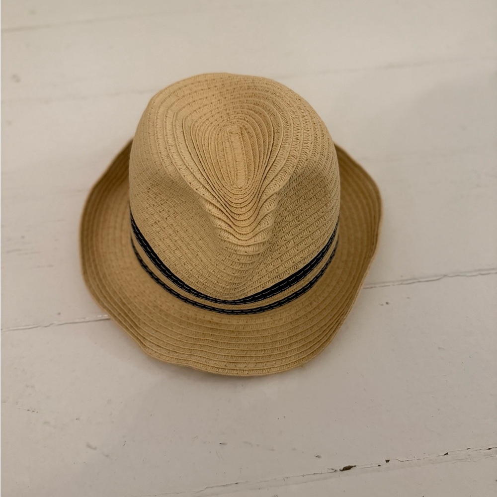 Baby GAP Tan Straw Hat with Navy Accent